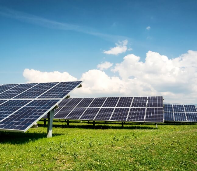 solar panels in the grass