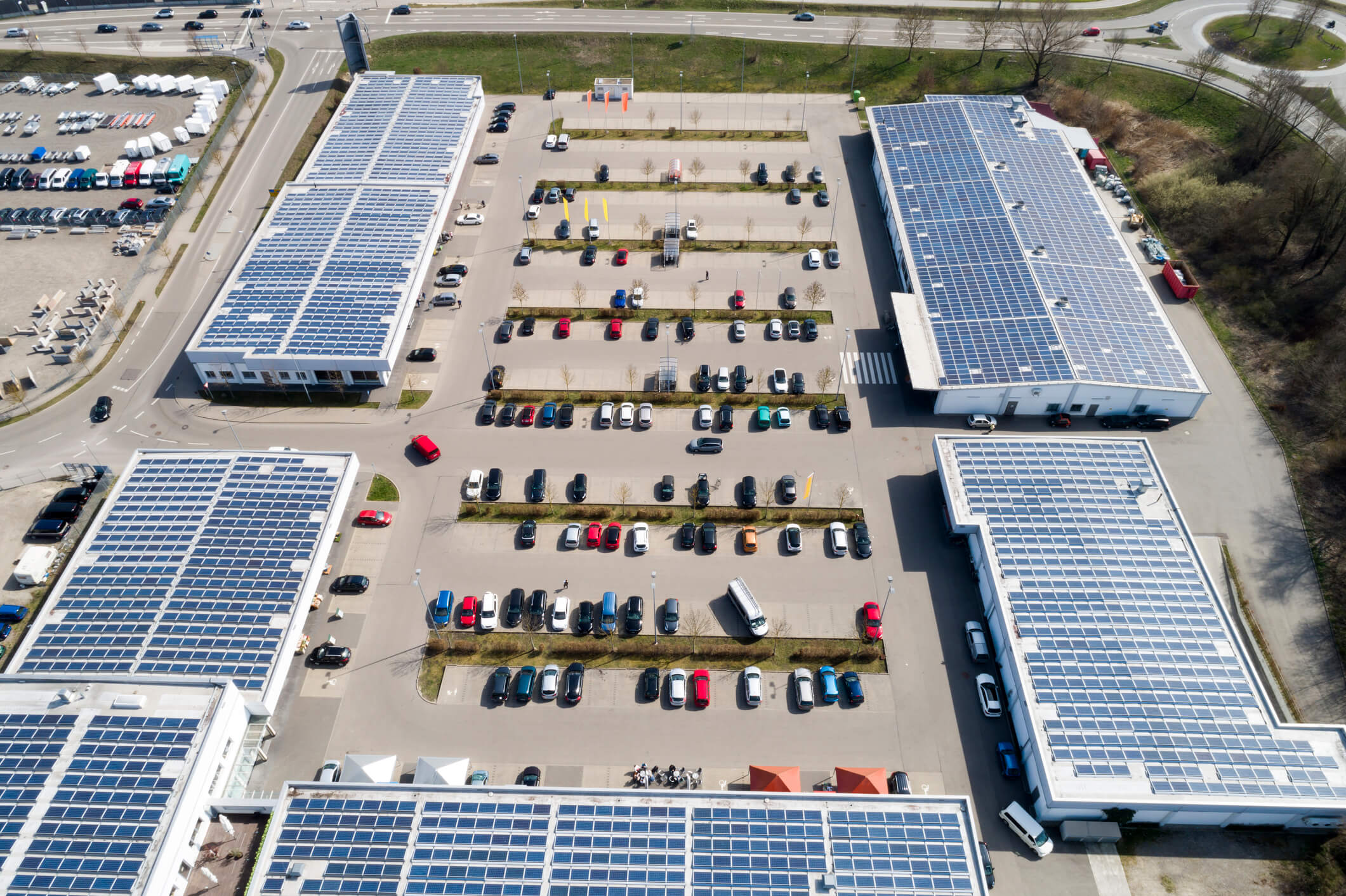 shopping mall with solar panels