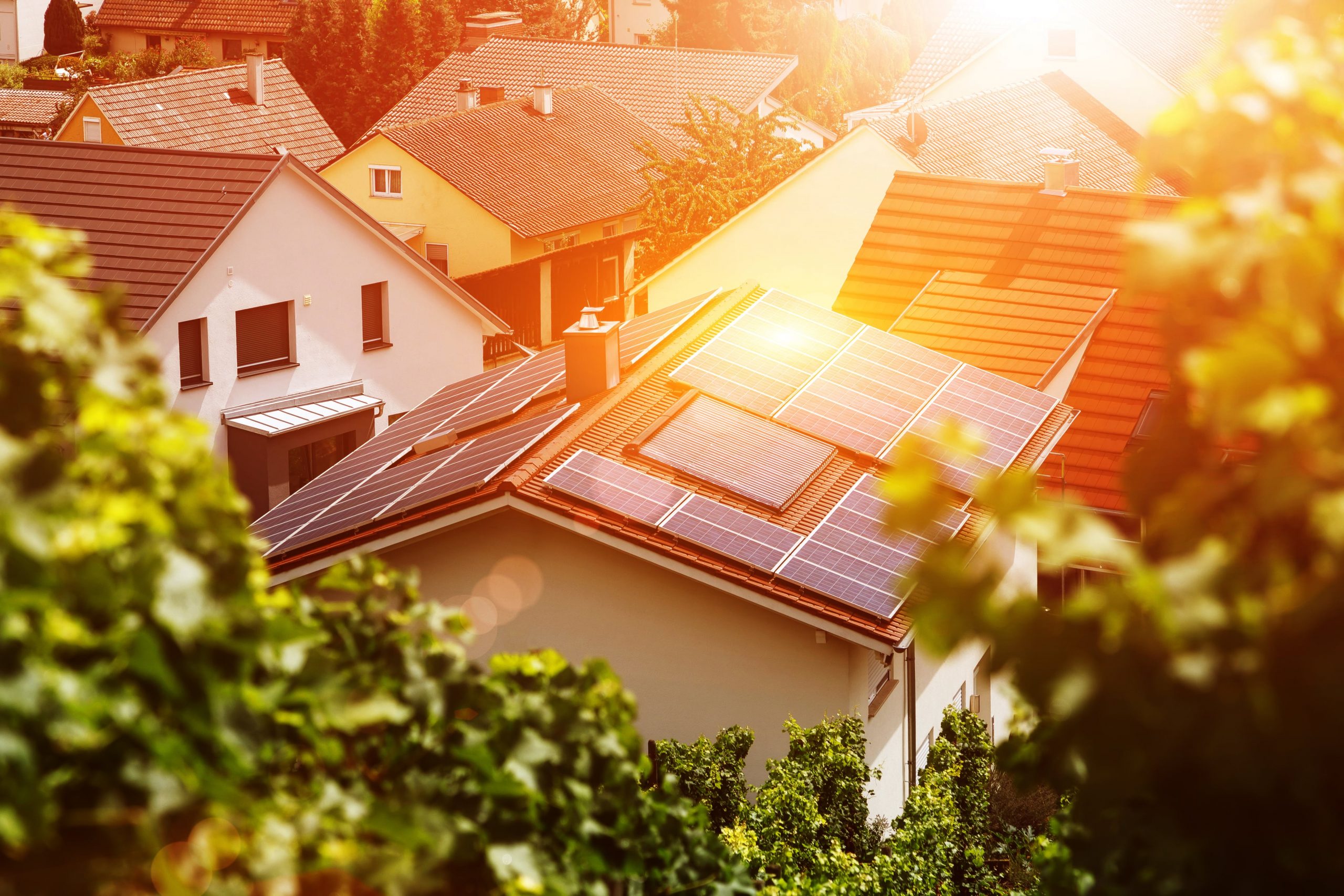 solar panels on the roof of a residential home