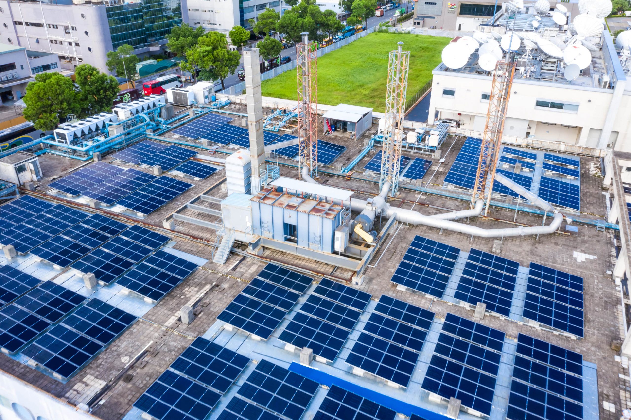 manufacturing plant with solar panels