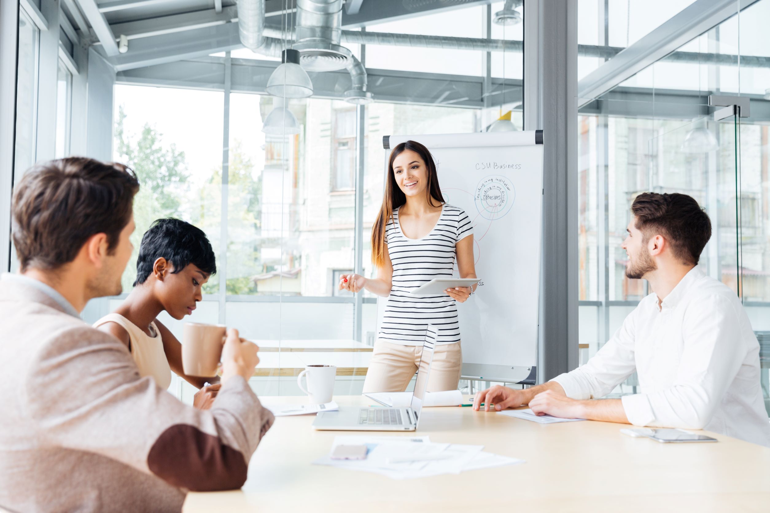 smiling woman in small business office