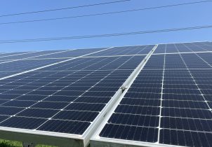 Commercial solar panels on a community solar site