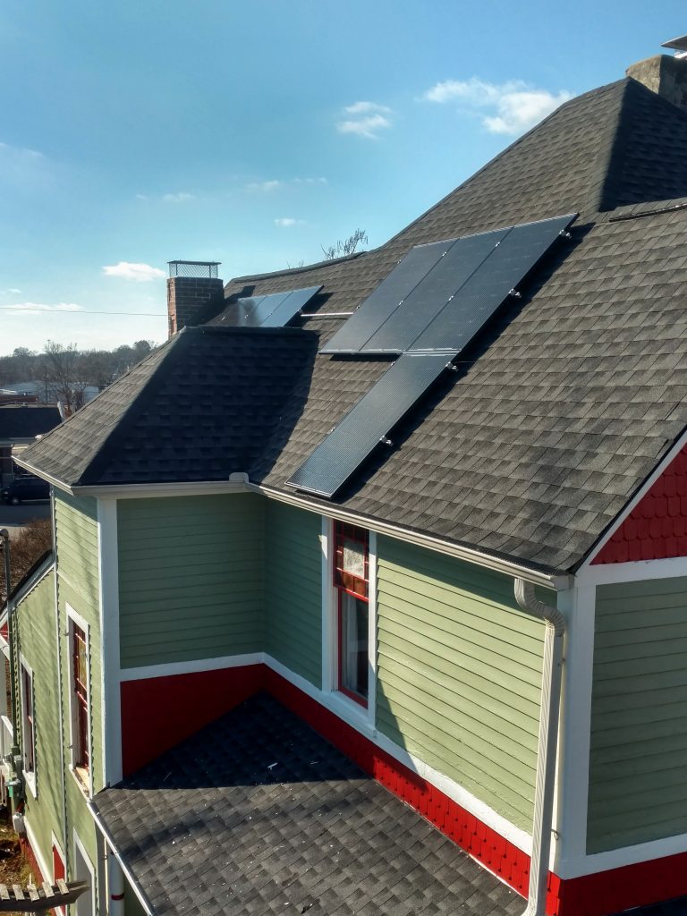 pitched roof with solar array