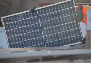 closeup of solar module