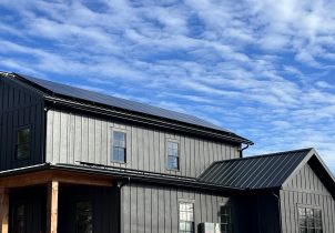 Photovoltaic panels atop office building
